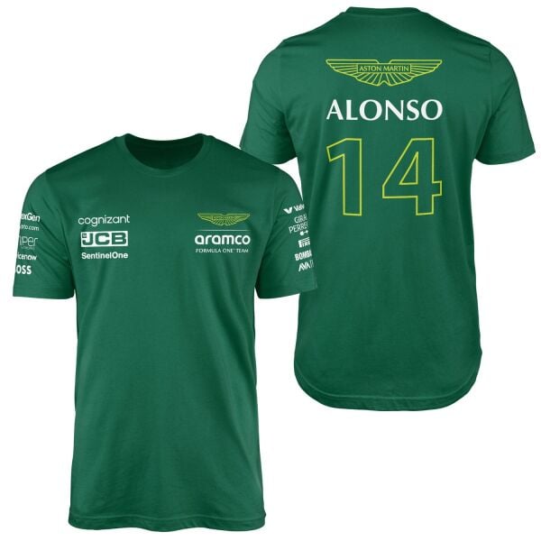 Fernando Alonso 14 | Aston Martin Tişört S - Nefti Yeşili | OUTLET