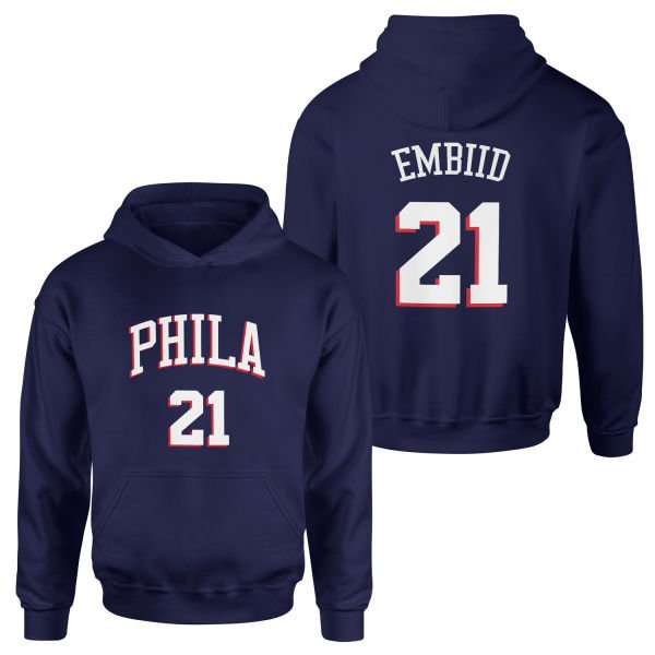 Joel Embiid Philadelphia Forma Hoodie XL - İndigo Mavisi