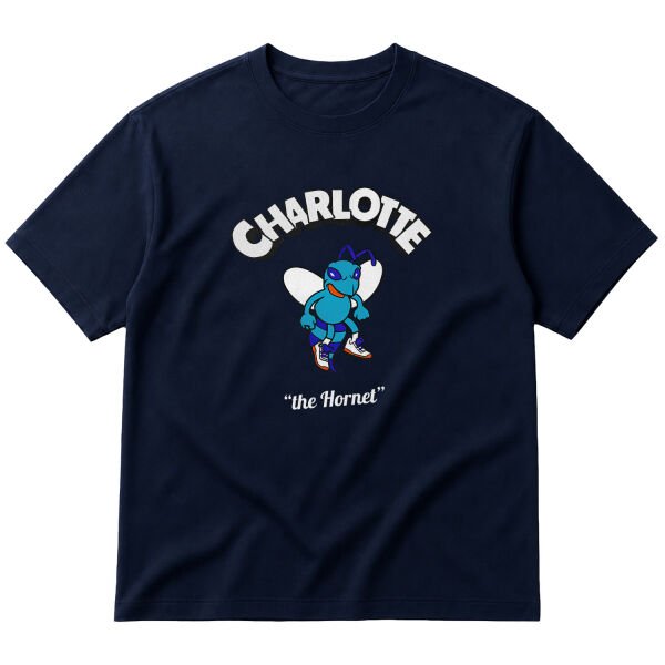 Charlotte Cartoon Oversize Tişört M - İndigo Mavisi