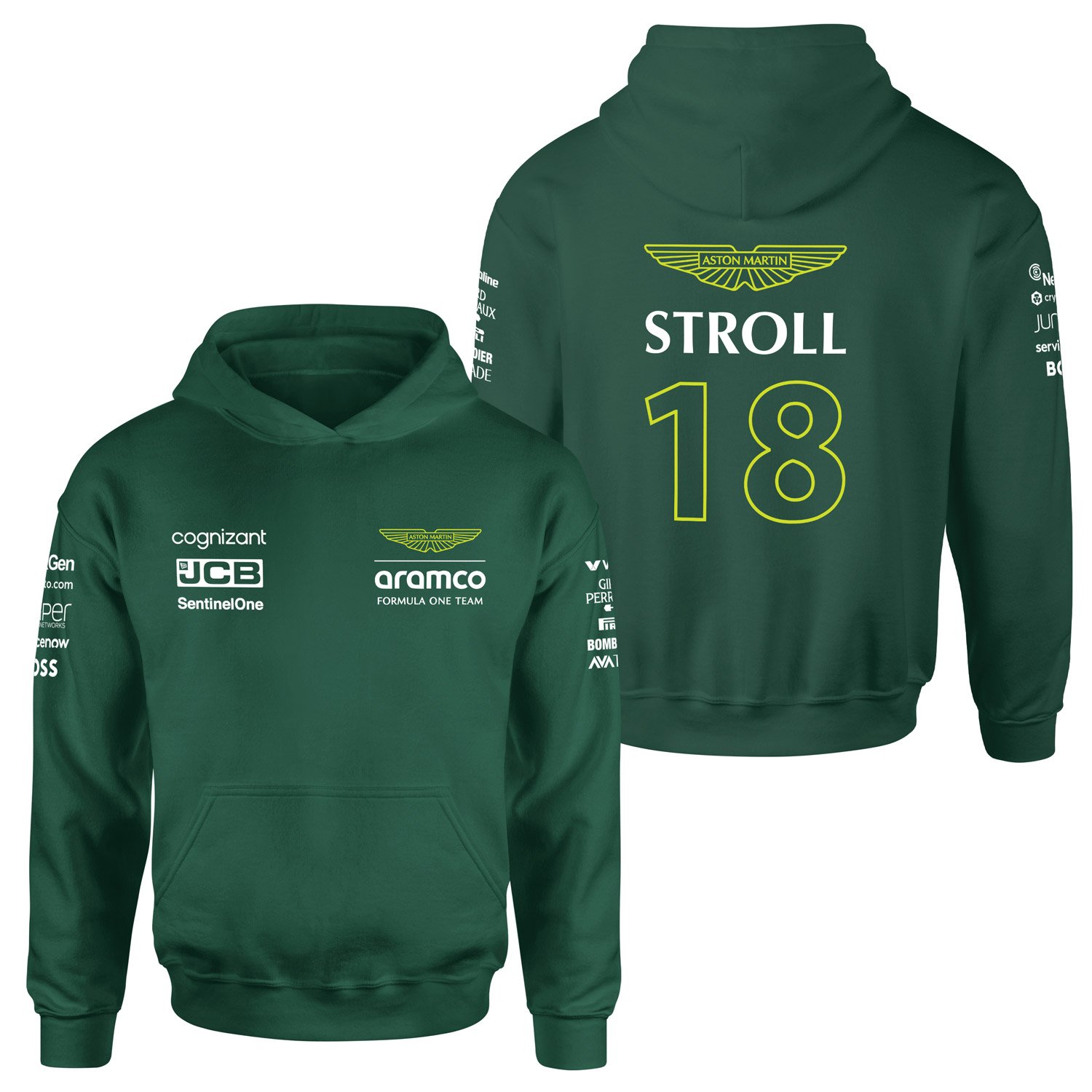 Lance Stroll 18 | Aston Martin Hoodie S - Nefti Yeşili