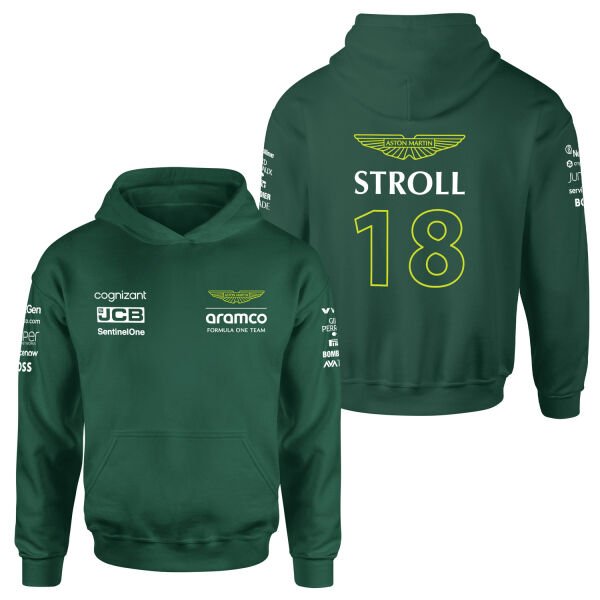 Lance Stroll 18 | Aston Martin Hoodie S - Nefti Yeşili