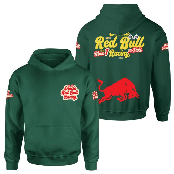 Oracle Red Bull Racing 2025 Max & Yuki Fan Edition Hoodie M - Nefti Yeşili