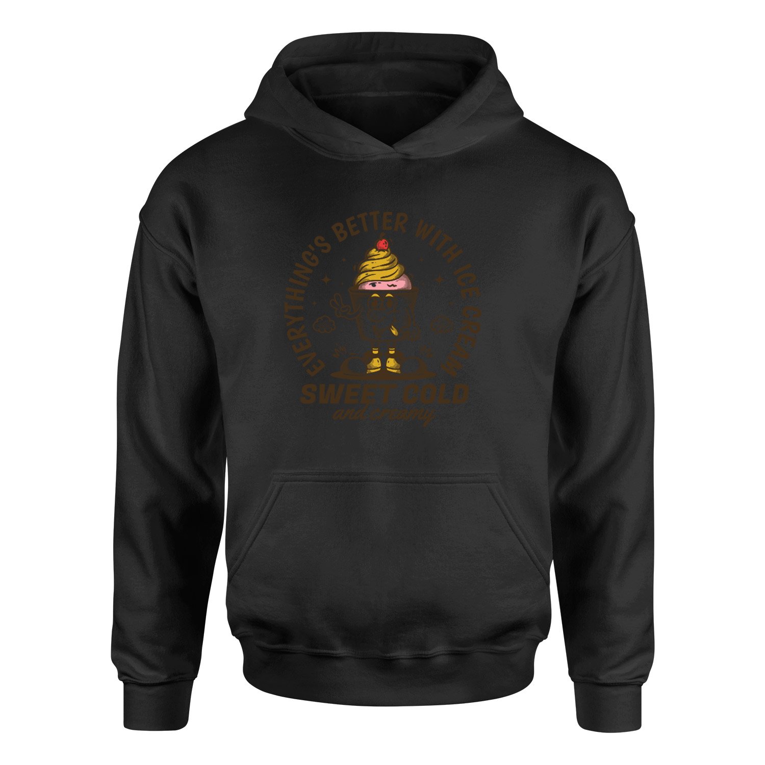 Everything’s Better With Ice Cream Hoodie M - Siyah