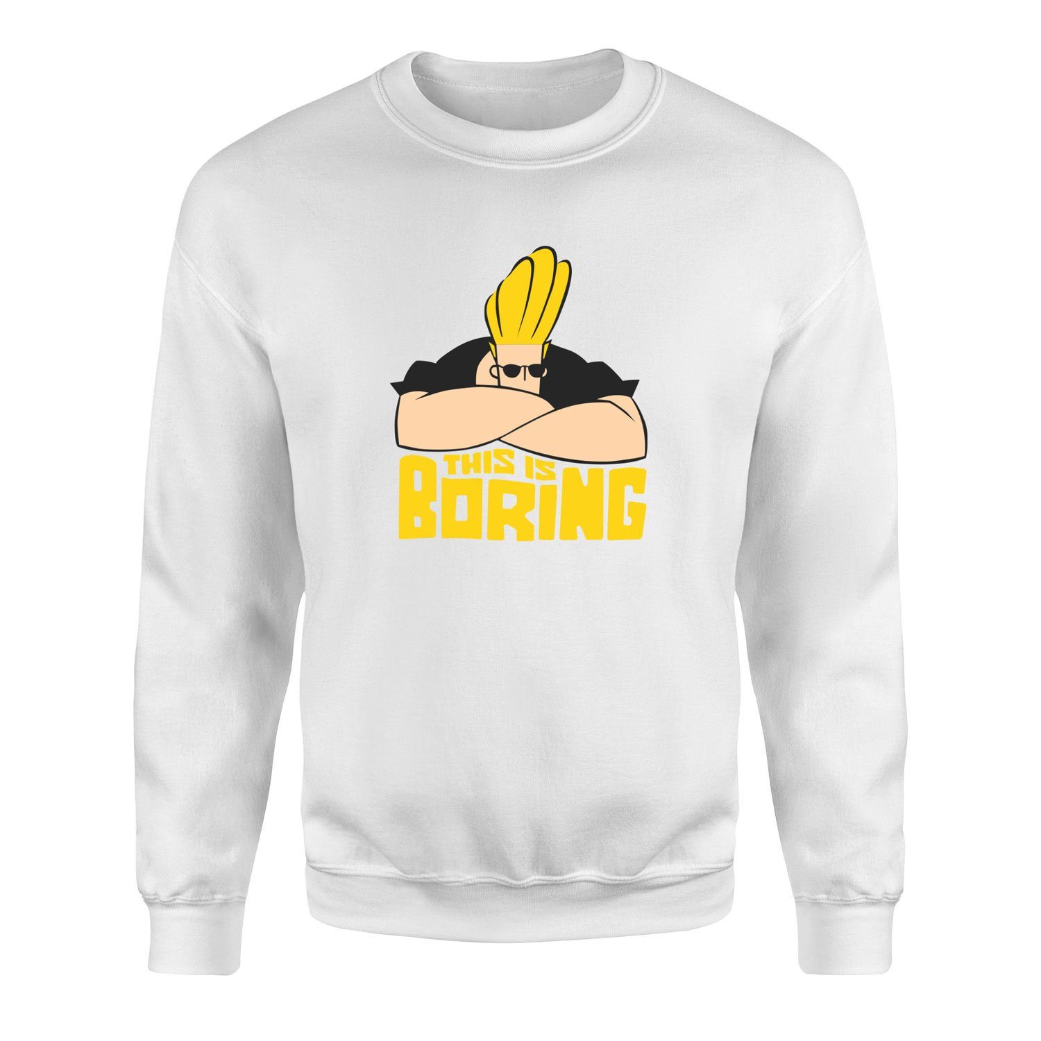 This is Boring | Johnny Bravo Sweatshirt S - Beyaz
