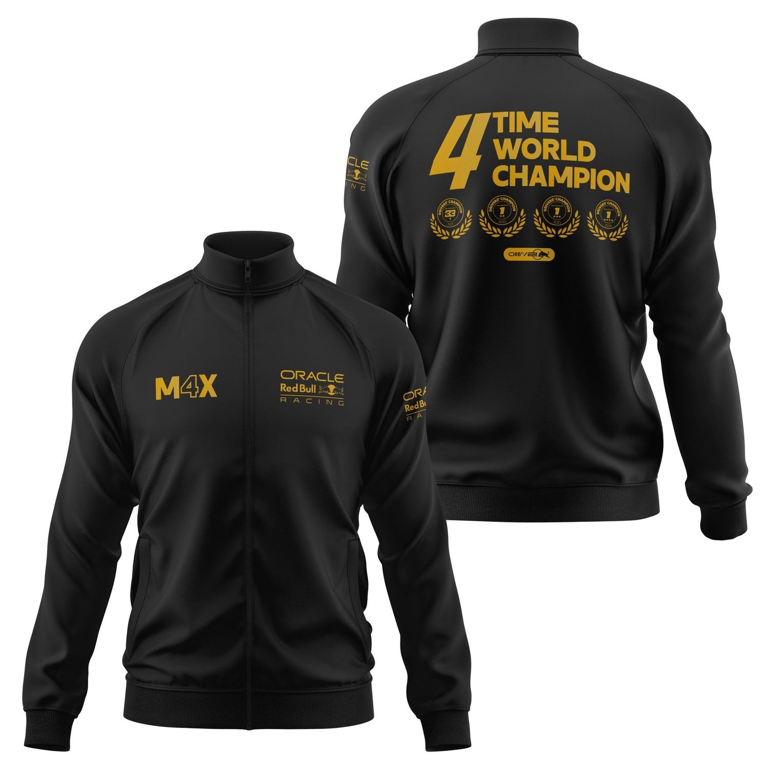 Max Verstappen 4 Time World Champion | Red Bull Racing Fermuarlı Sweatshirt XXL - Siyah | OUTLET