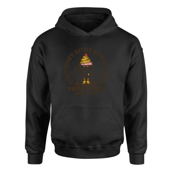 Everything’s Better With Ice Cream Hoodie L - Siyah