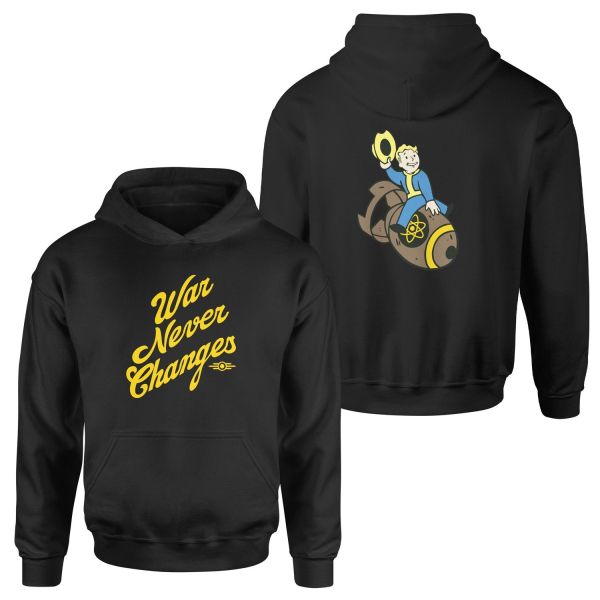 War…War Never Changes | Fallout Hoodie L - Siyah