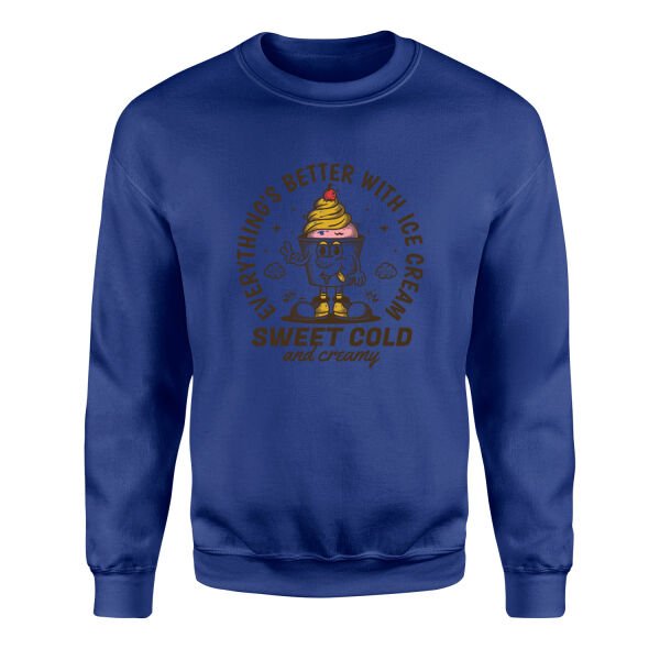 Everything’s Better With Ice Cream Sweatshirt XL - İndigo Mavisi