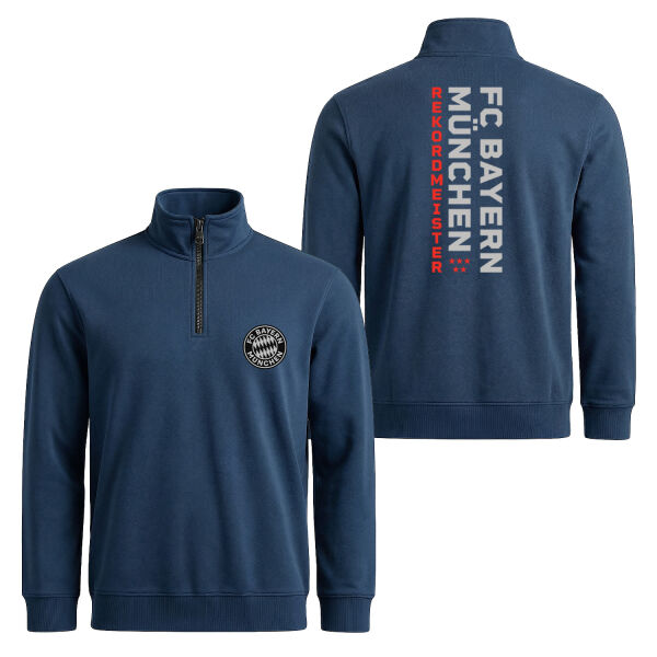 FC Bayern Münih REKORDMEISTER SE Edition Yarım Fermuarlı Sweatshirt XL - İndigo Mavisi