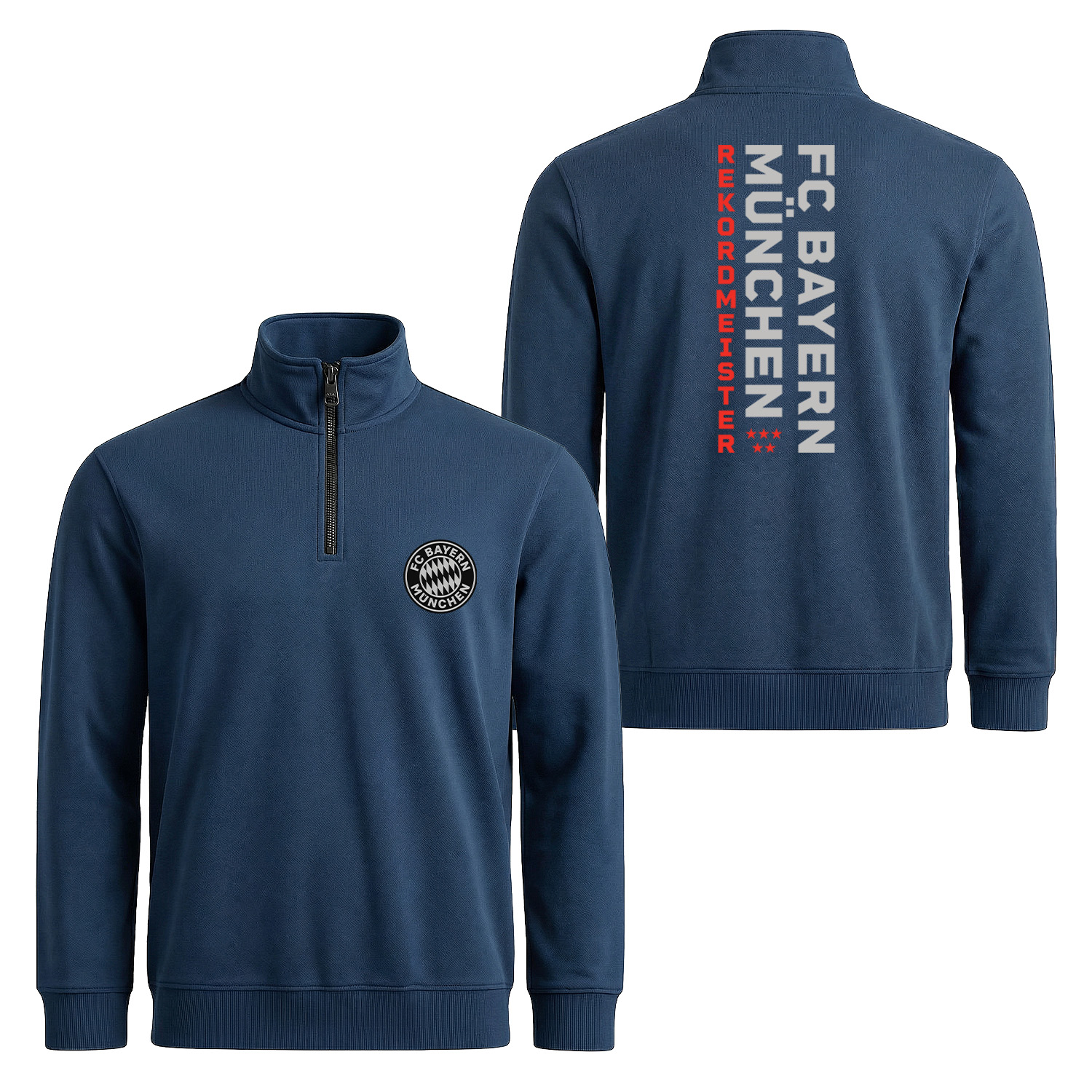 FC Bayern Münih REKORDMEISTER SE Edition Yarım Fermuarlı Sweatshirt XXL - İndigo Mavisi