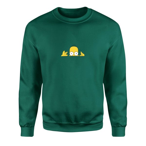 Homer Simpson, Lazy Genius | The Simpsons Sweatshirt XL - Nefti Yeşili