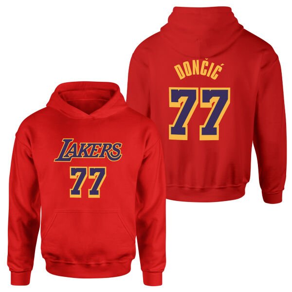Luka Doncic 77 Lakers Hoodie XL - Kırmızı