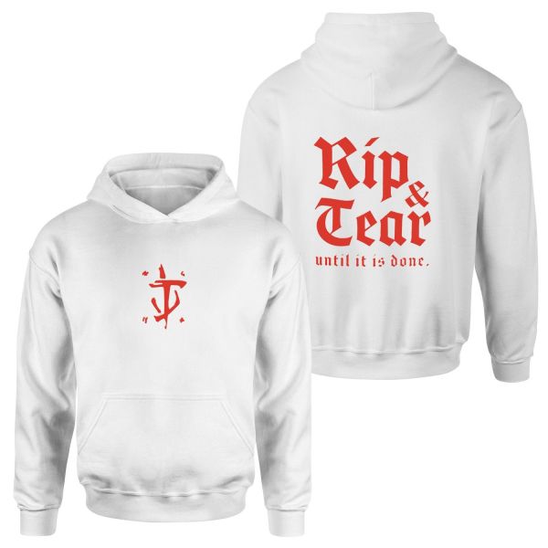 RIP & TEAR | DOOM Hoodie XXL - Beyaz