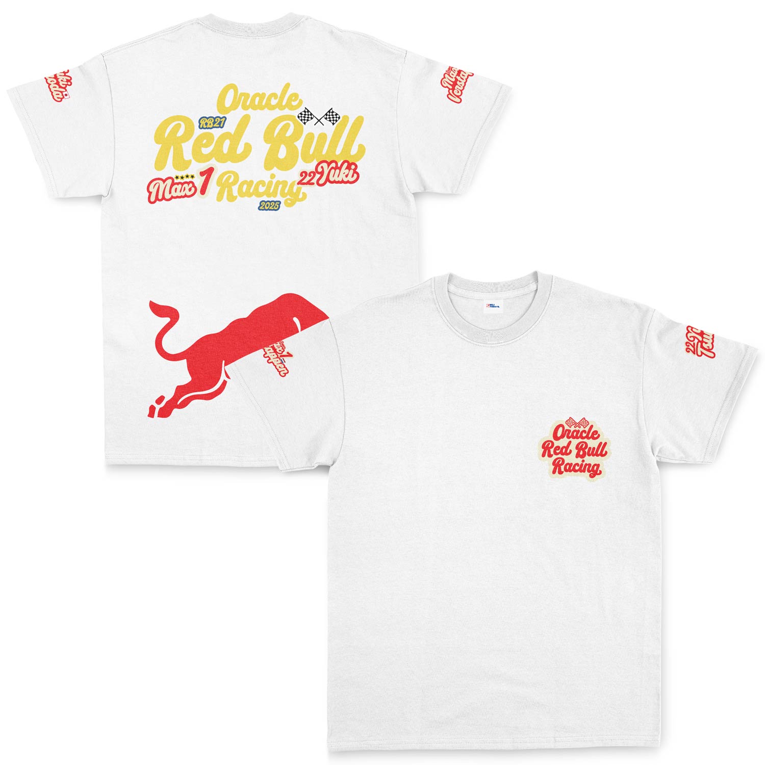 Oracle Red Bull Racing 2025 Max & Yuki Fan Edition Tişört S - Beyaz