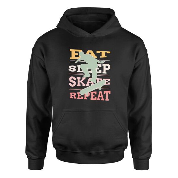Eat Sleep Skate Repeat Hoodie S - Siyah