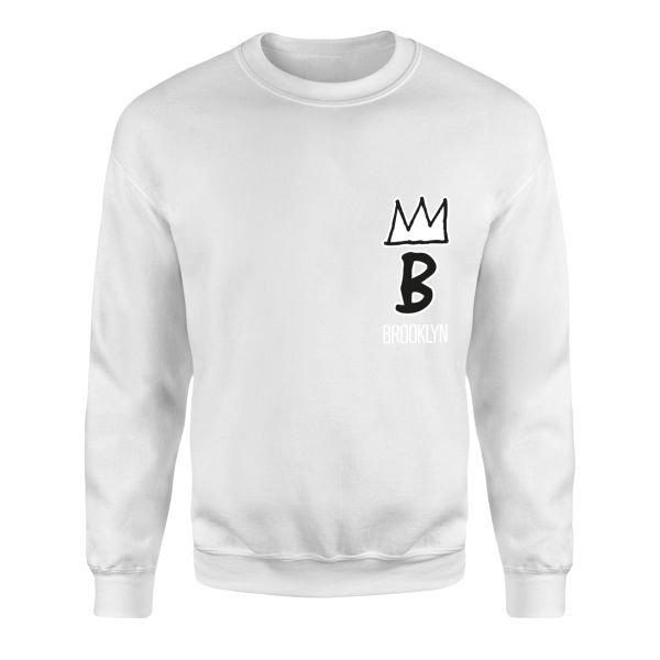 Brooklyn Basquiat Crown Sweatshirt L - Beyaz
