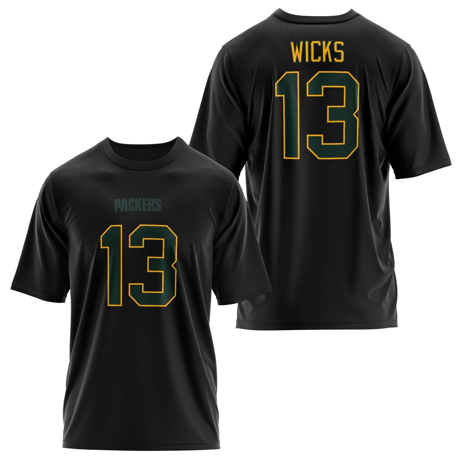 Dontayvion Wicks Green Bay Packers Oversize Tişört XL - Siyah