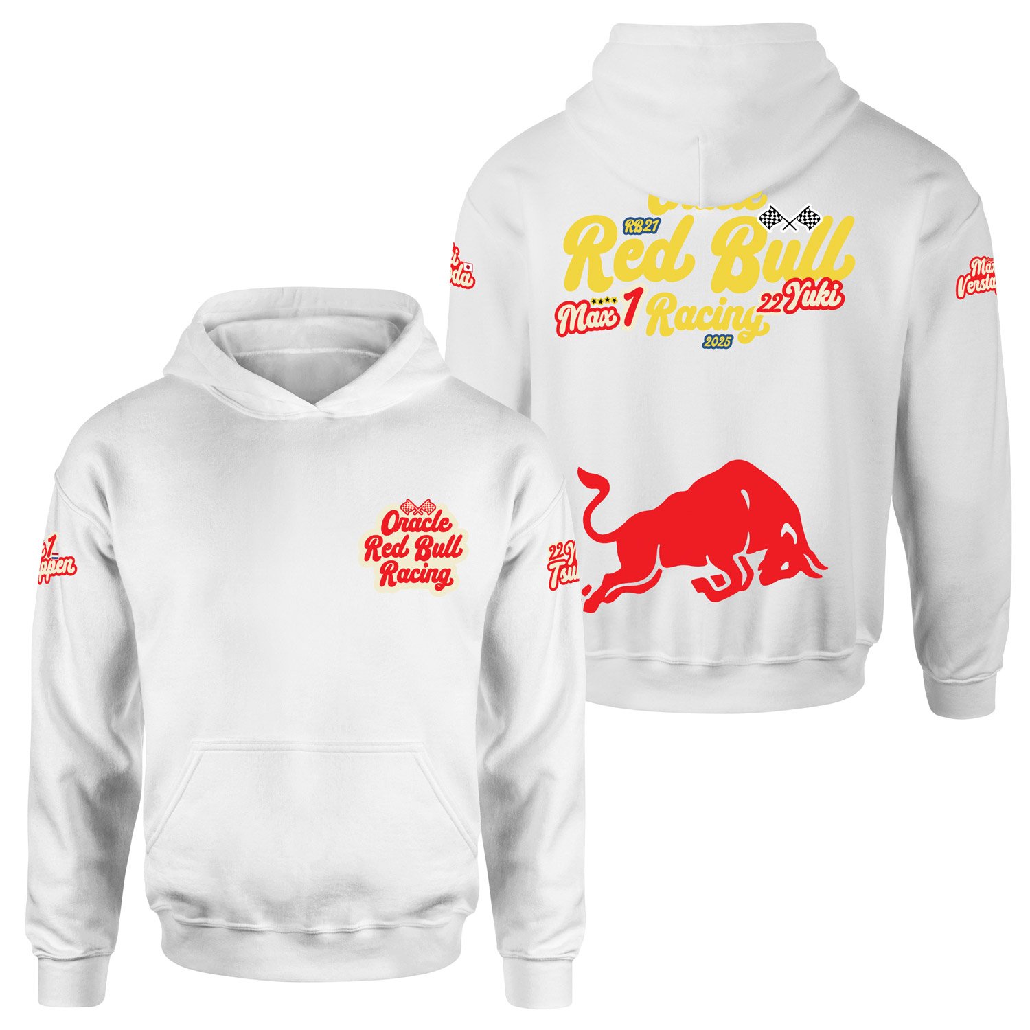 Oracle Red Bull Racing 2025 Max & Yuki Fan Edition Hoodie S - Beyaz