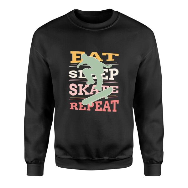 Eat Sleep Skate Repeat Sweatshirt S - Siyah