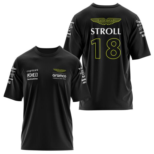 Lance Stroll 18 | Aston Martin Oversize Tişört L - Siyah