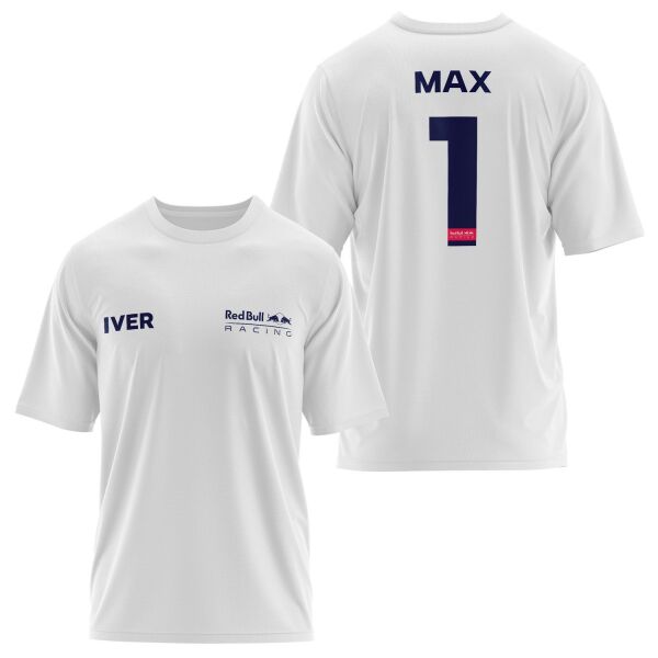 Max Verstappen Red Bull Racing Blue #1 Oversize Tişört S - Beyaz