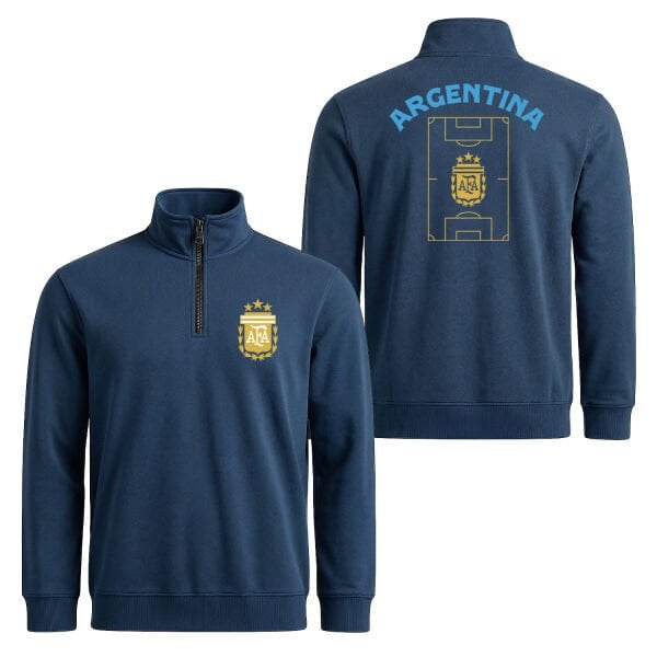 Arjantin Dünya Kupası 2026 Yarım Fermuarlı Sweatshirt XL - İndigo Mavisi