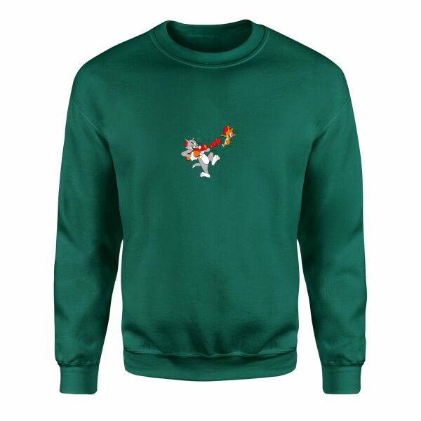 Tom vs Jerry Sweatshirt M - Nefti Yeşili