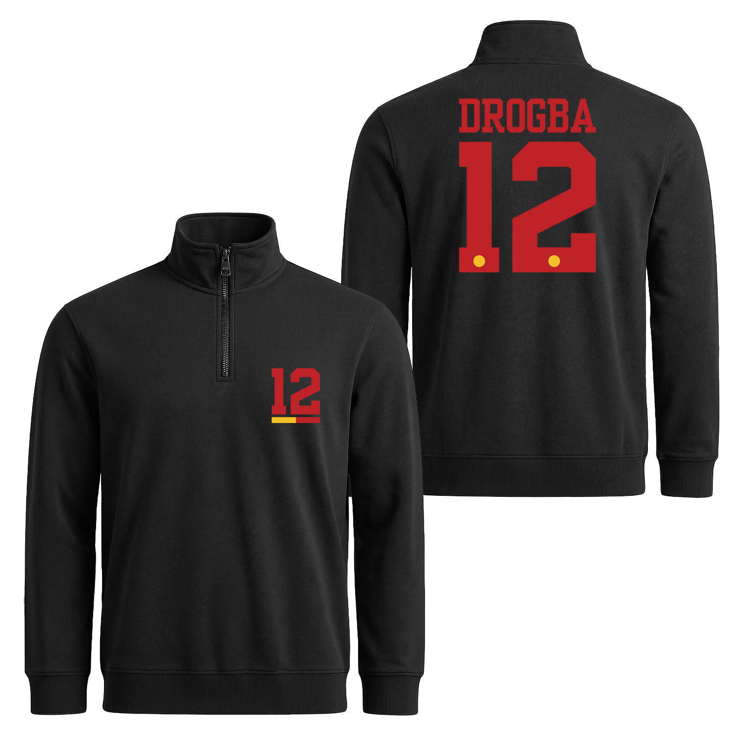 Didier Drogba Forma Yarım Fermuarlı Sweatshirt XXL - Siyah