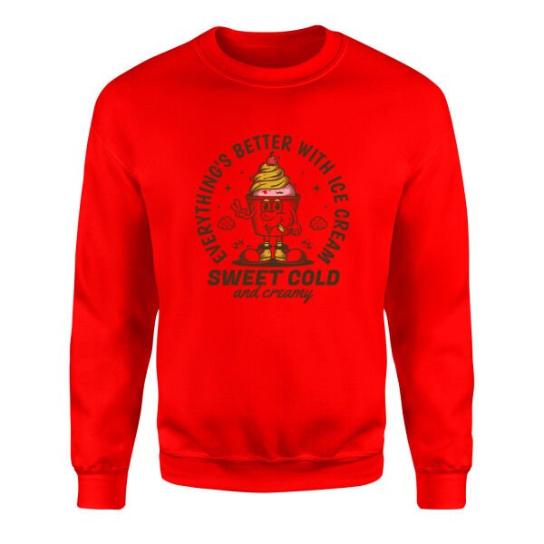 Everything’s Better With Ice Cream Sweatshirt XL - Kırmızı