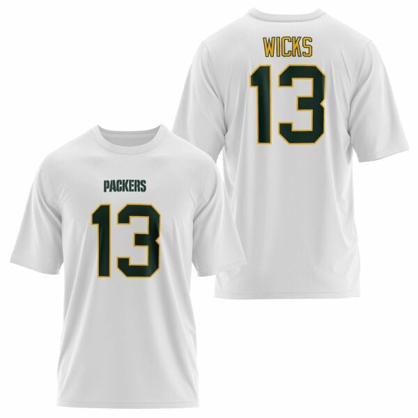 Dontayvion Wicks Green Bay Packers Oversize Tişört L - Beyaz