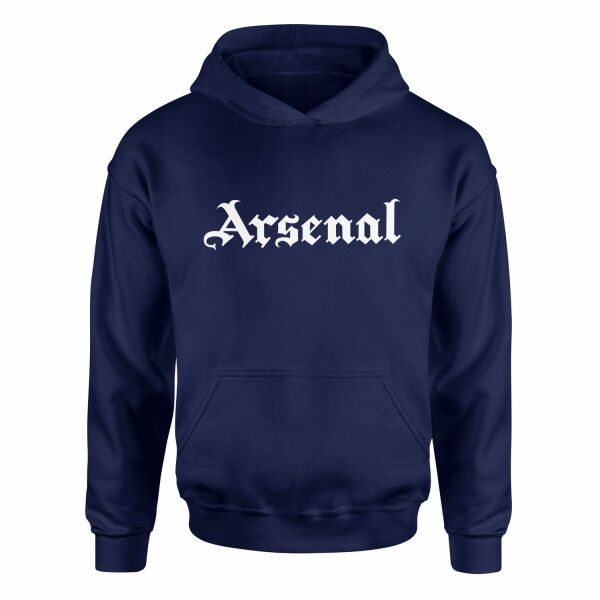 Arsenal Black Letters W Hoodie S - İndigo Mavisi