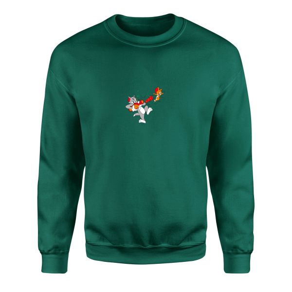 Tom vs Jerry Sweatshirt L - Nefti Yeşili
