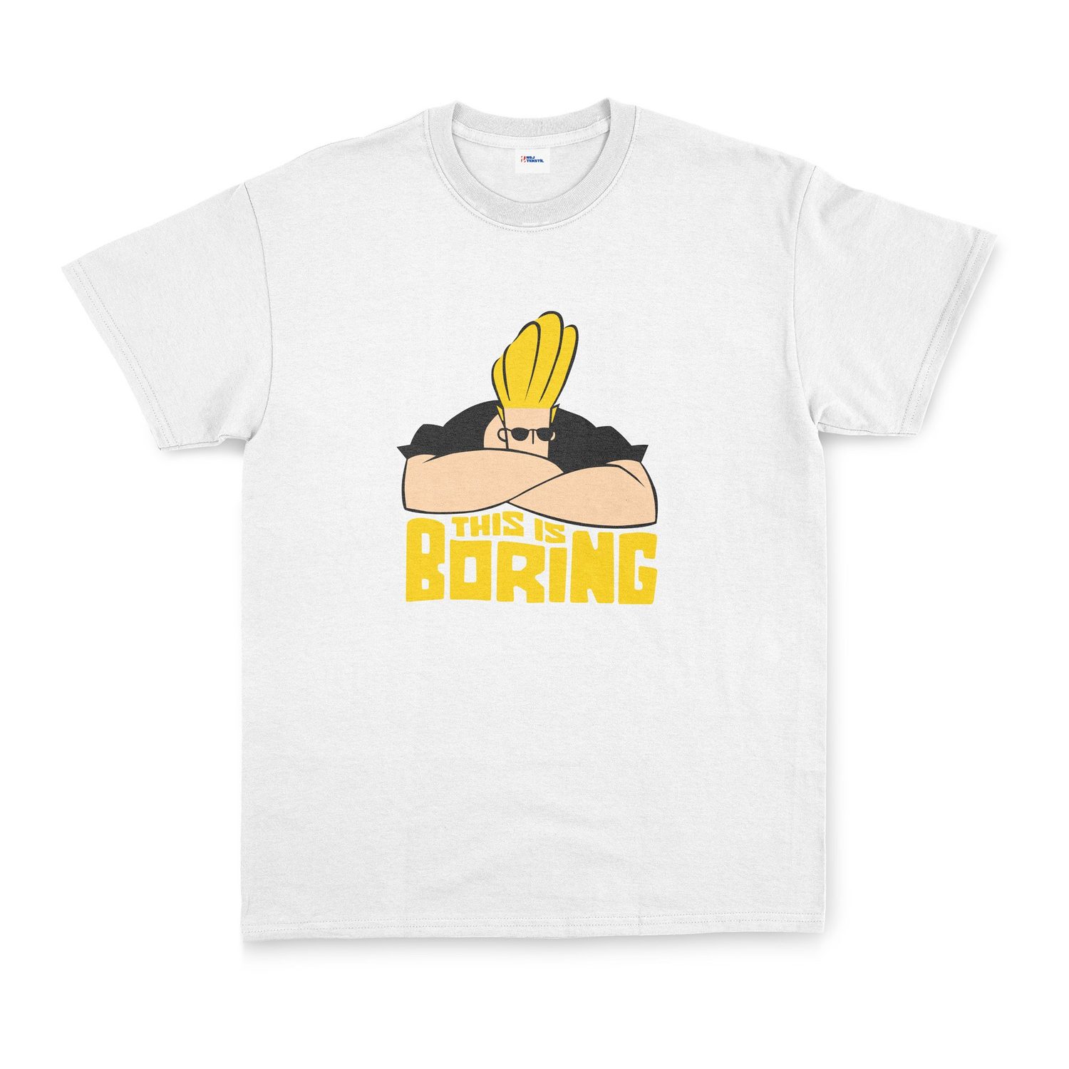 This is Boring | Johnny Bravo Tişört XXL - Beyaz