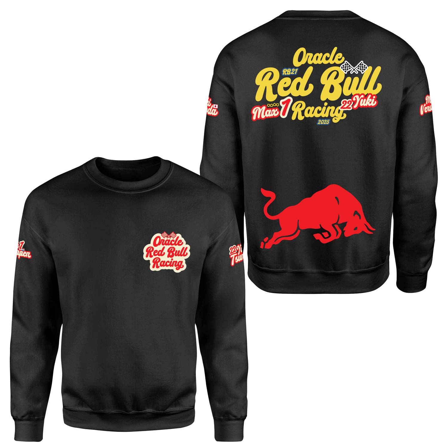 Oracle Red Bull Racing 2025 Max & Yuki Fan Edition Sweatshirt M - Siyah