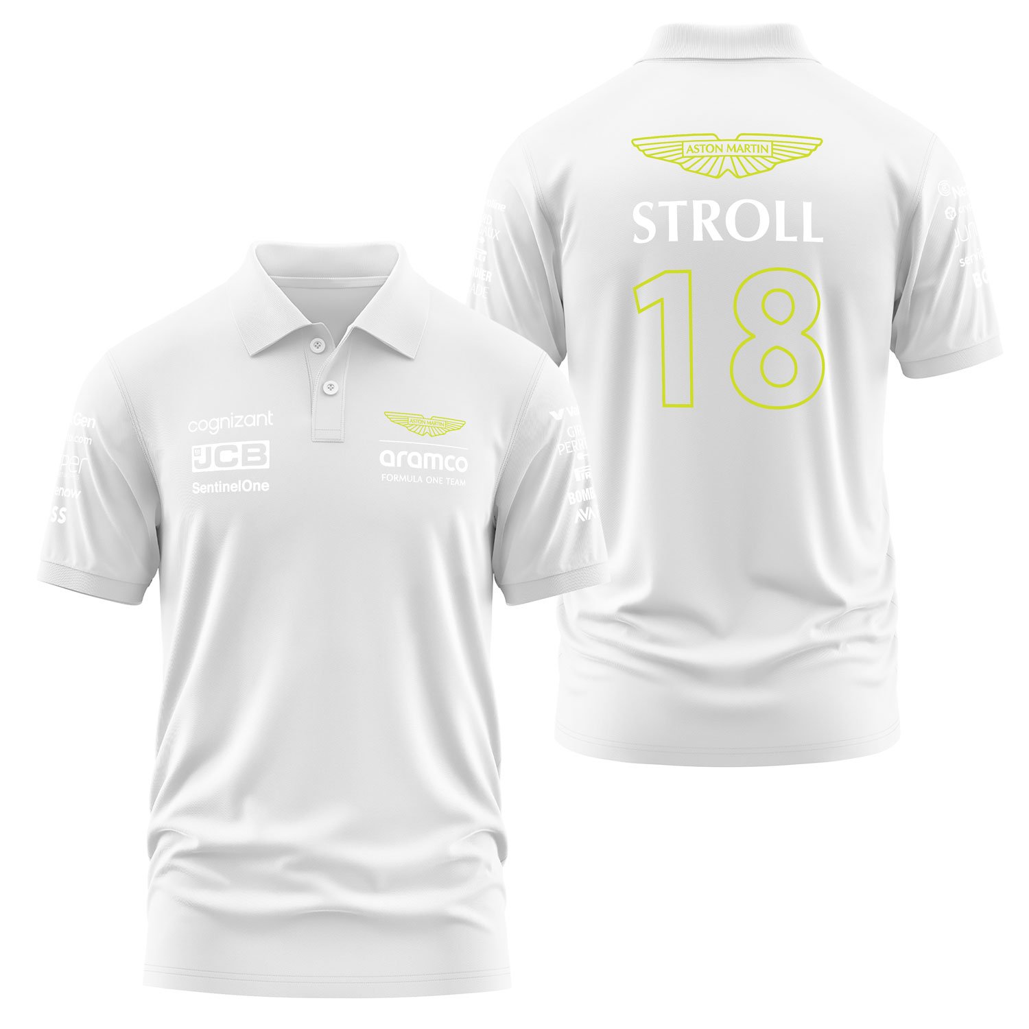 Lance Stroll 18 | Aston Martin Polo Tişört L - Beyaz