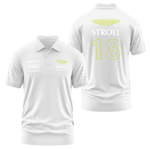 Lance Stroll 18 | Aston Martin Polo Tişört L - Beyaz