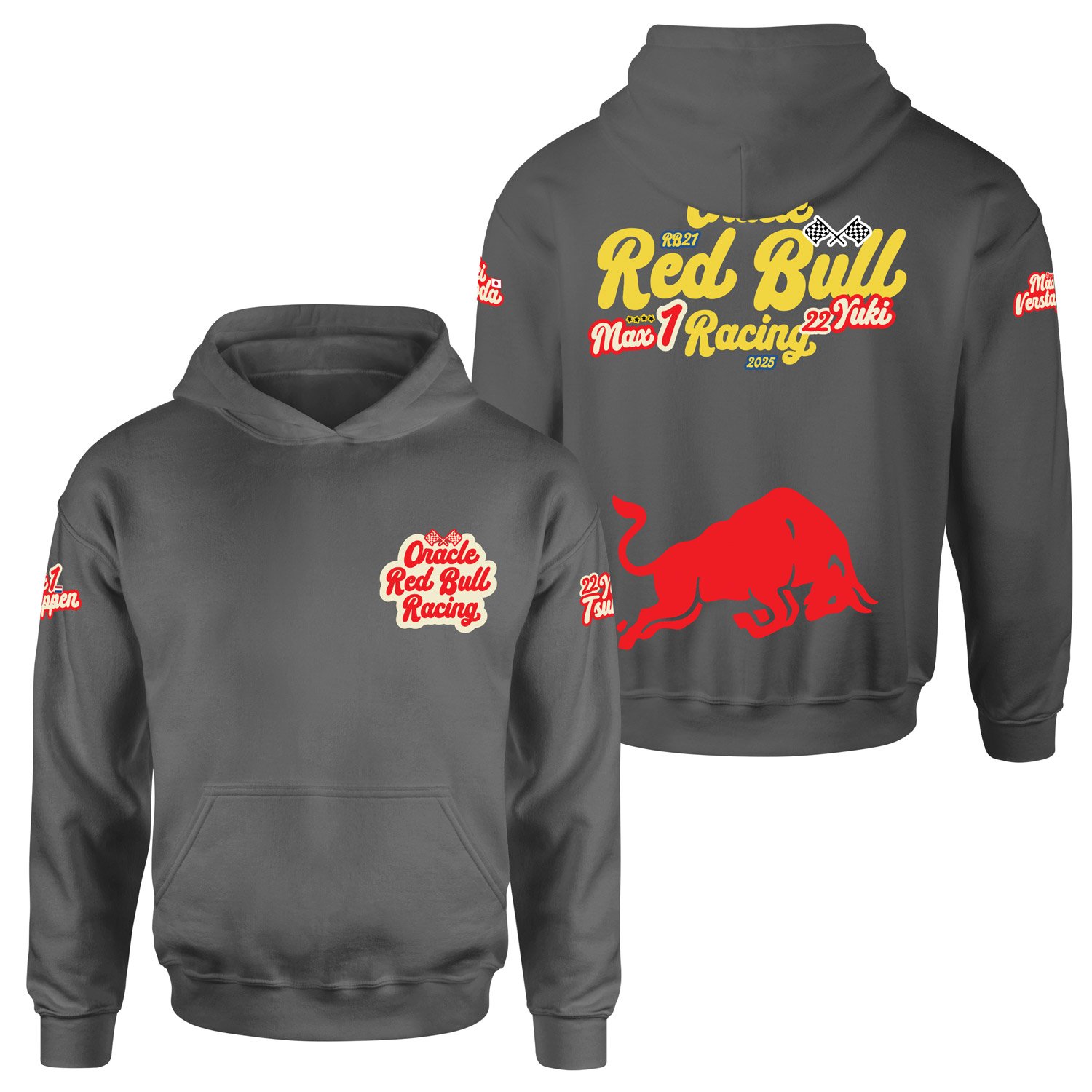 Oracle Red Bull Racing 2025 Max & Yuki Fan Edition Hoodie S - Füme