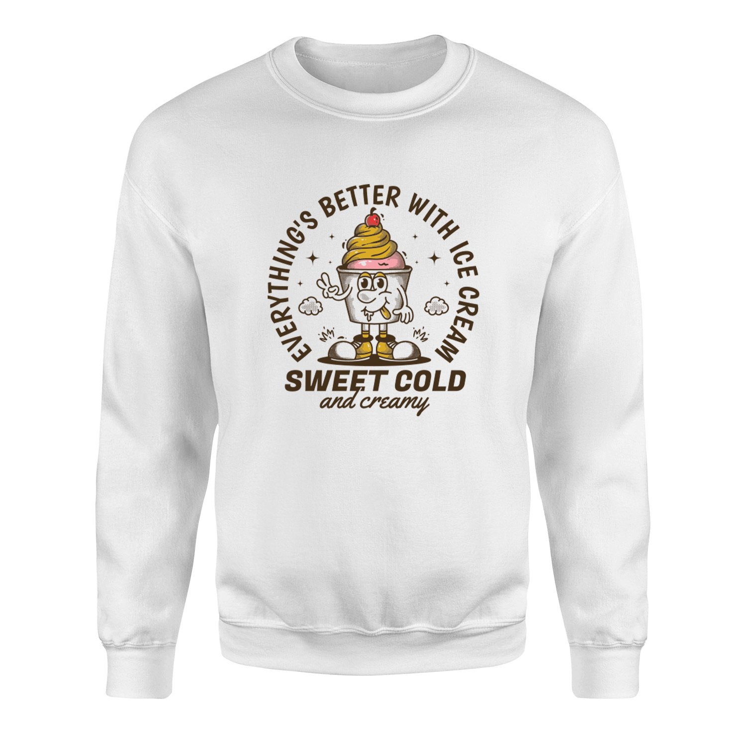 Everything’s Better With Ice Cream Sweatshirt M - Beyaz
