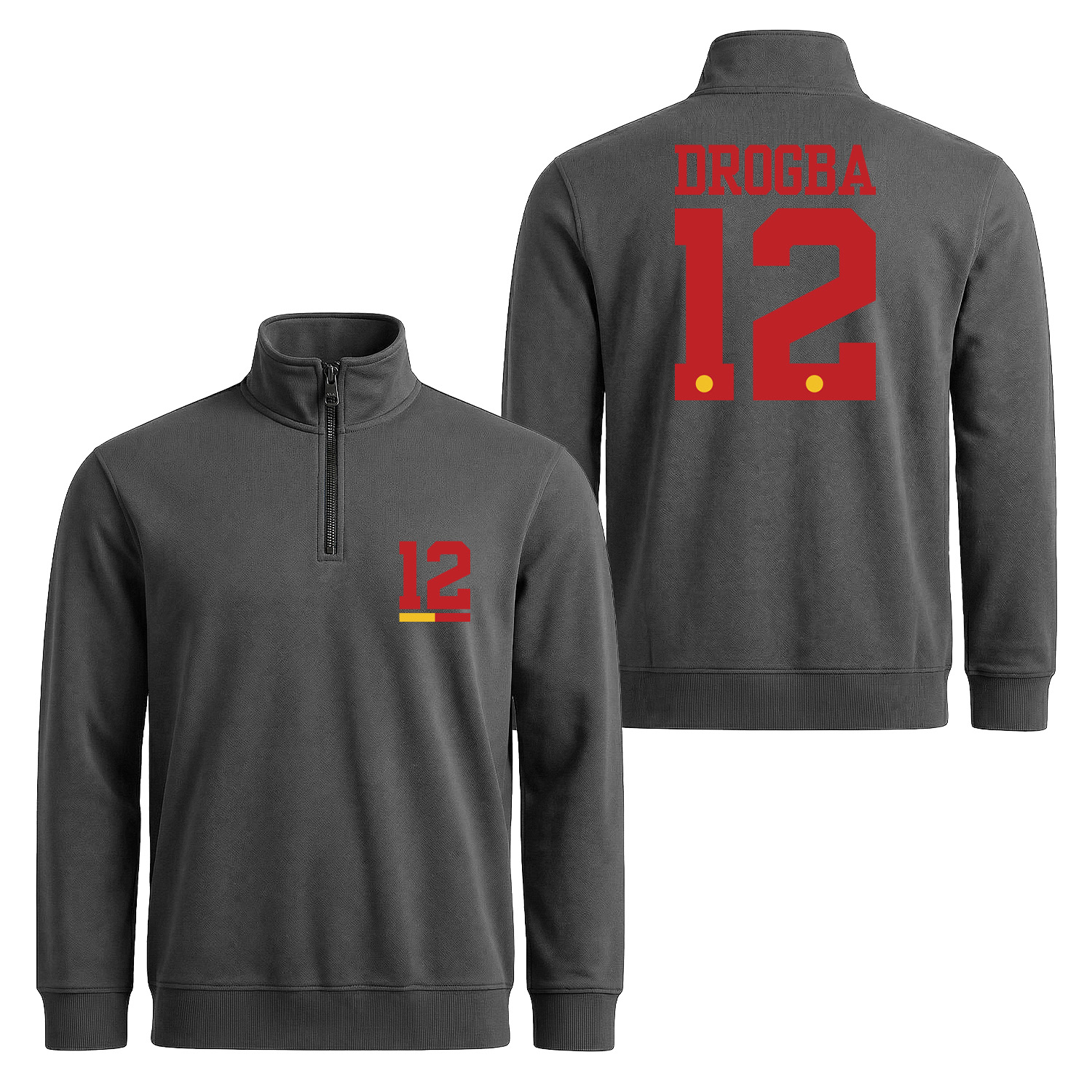 Didier Drogba Forma Yarım Fermuarlı Sweatshirt XXL - Füme