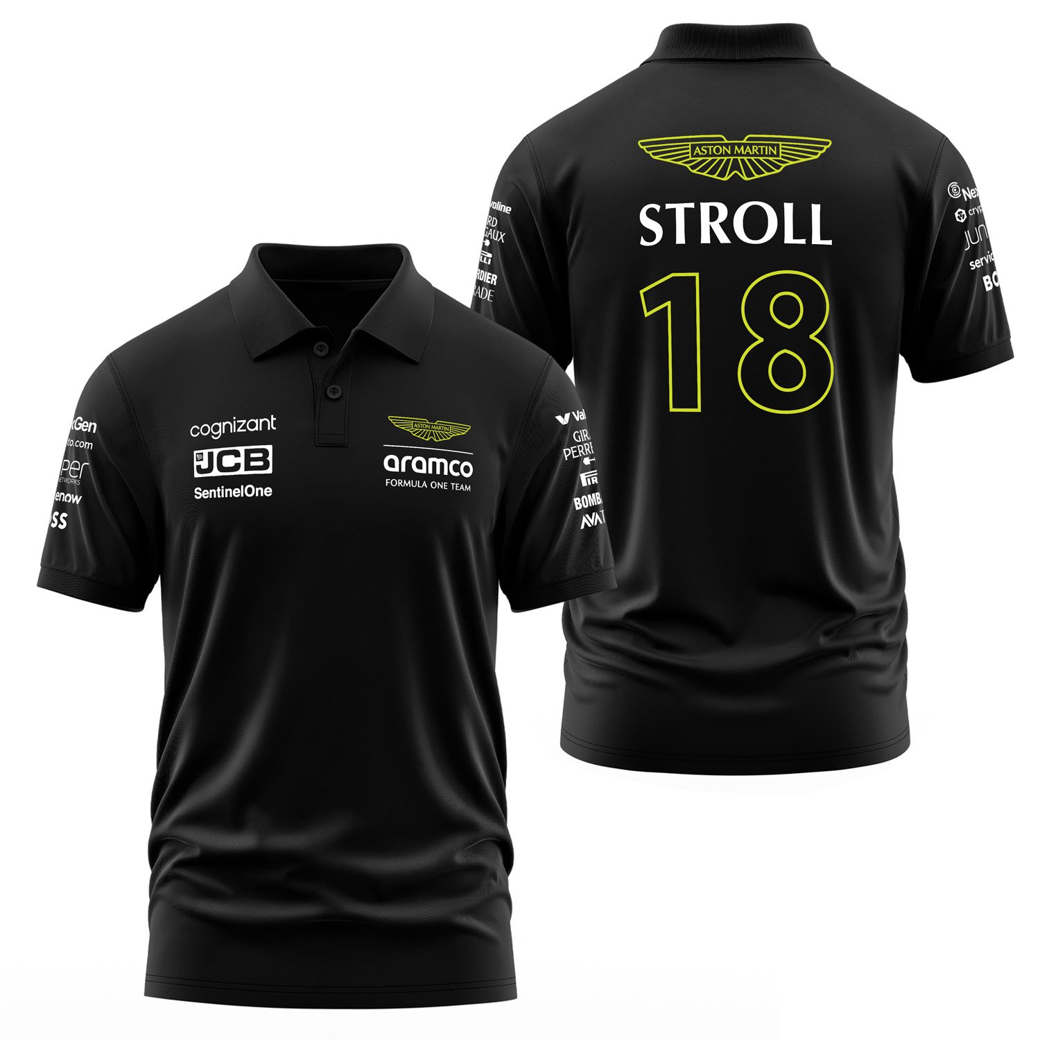 Lance Stroll 18 | Aston Martin Polo Tişört S - Siyah