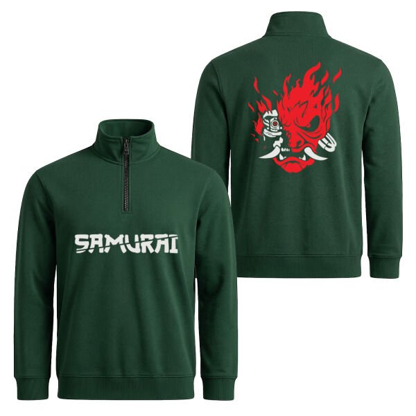 Wake Up, Samurai | CYBERPUNK Yarım Fermuarlı Sweatshirt XL - Nefti Yeşili