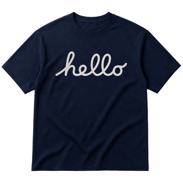 Hello Oversize Tişört L - İndigo Mavisi