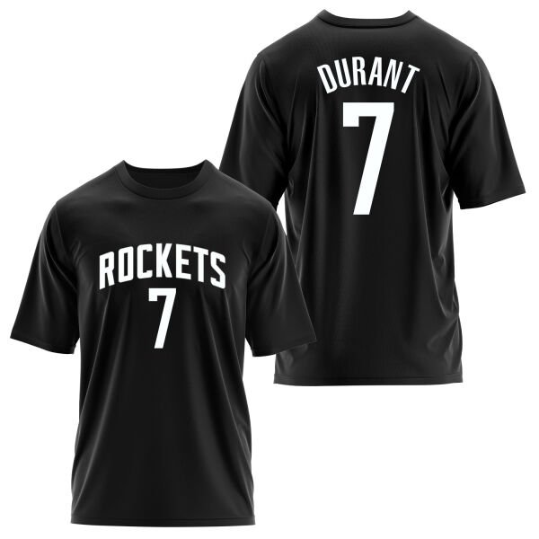 Kevin Durant 7 Rockets Jersey Oversize Tişört S - Siyah