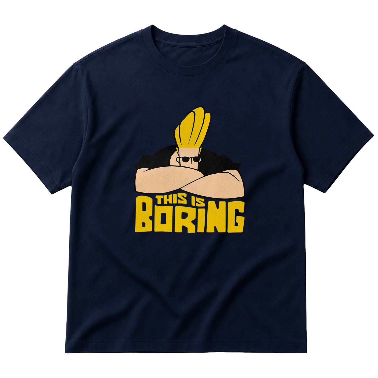 This is Boring | Johnny Bravo Oversize Tişört S - İndigo Mavisi