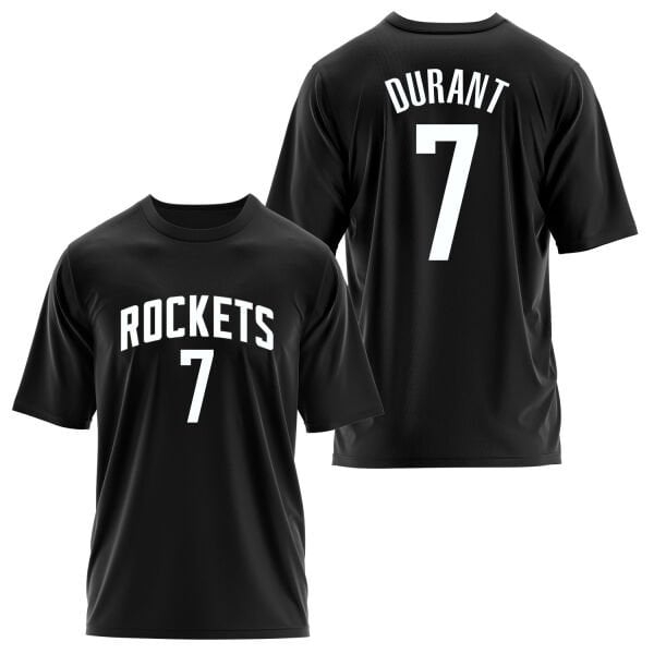 Kevin Durant 7 Rockets Jersey Oversize Tişört L - Siyah