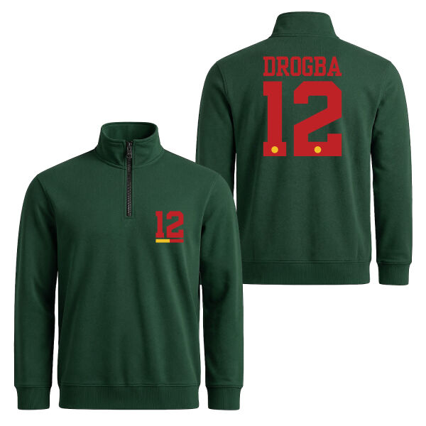 Didier Drogba Forma Yarım Fermuarlı Sweatshirt XL - Nefti Yeşili