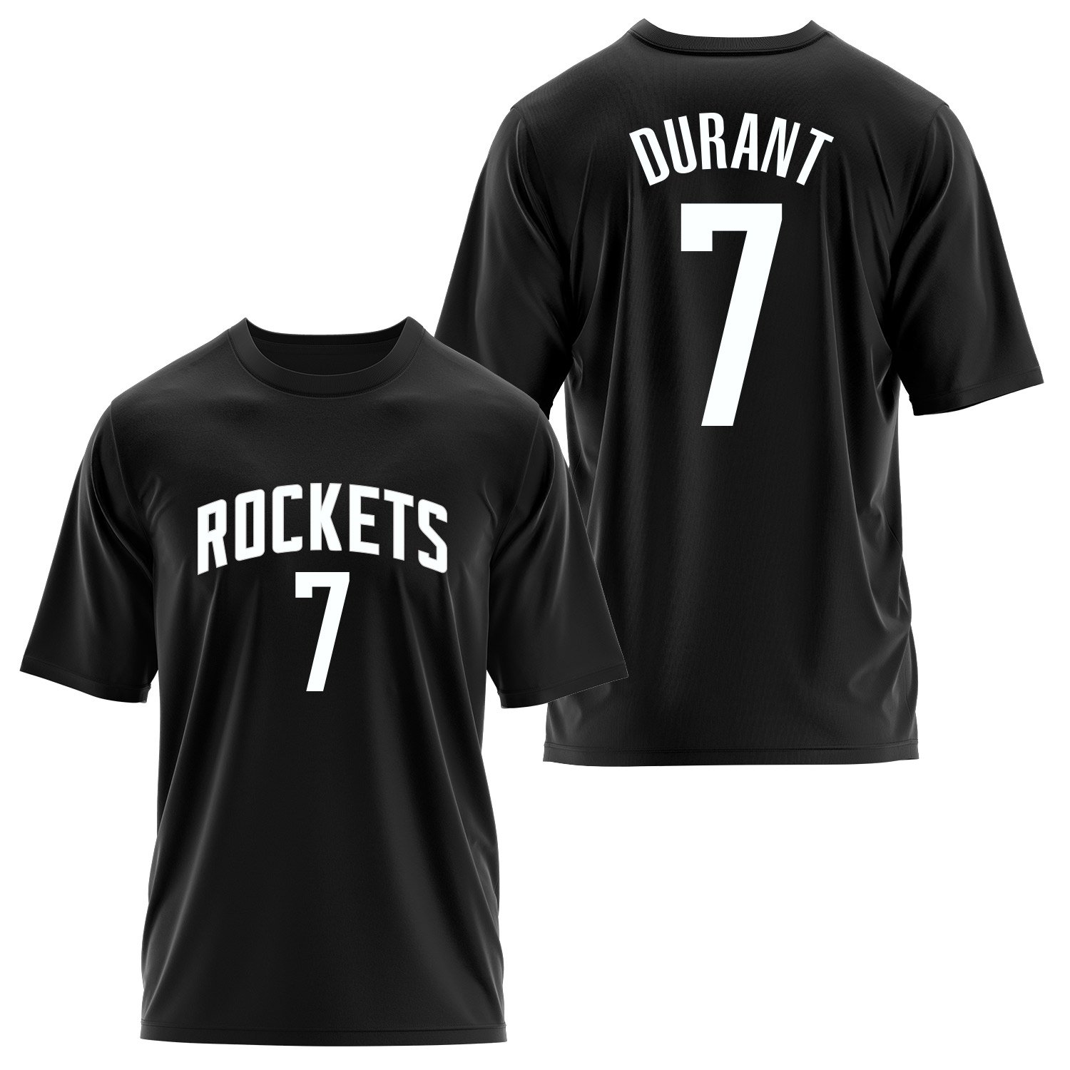 Kevin Durant 7 Rockets Jersey Oversize Tişört XL - Siyah