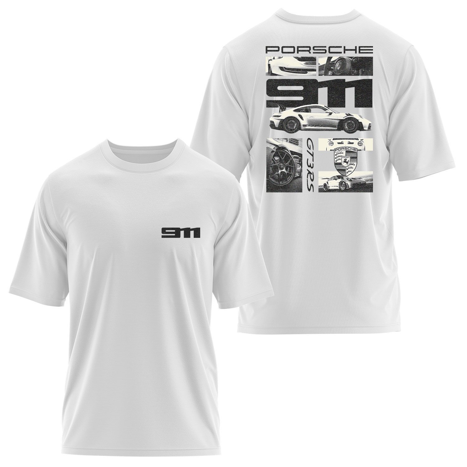 GT3 RS Grunge Oversize Tişört XL - Beyaz | OUTLET