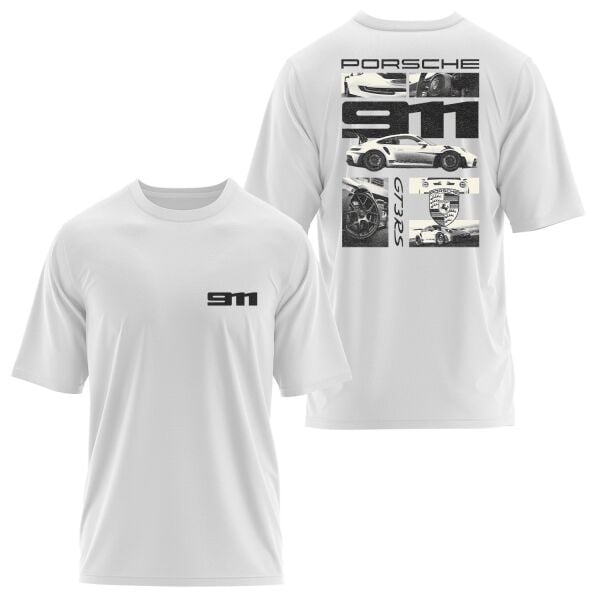 GT3 RS Grunge Oversize Tişört XL - Beyaz | OUTLET