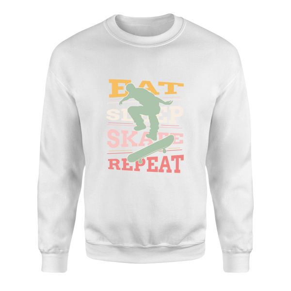 Eat Sleep Skate Repeat Sweatshirt L - Beyaz